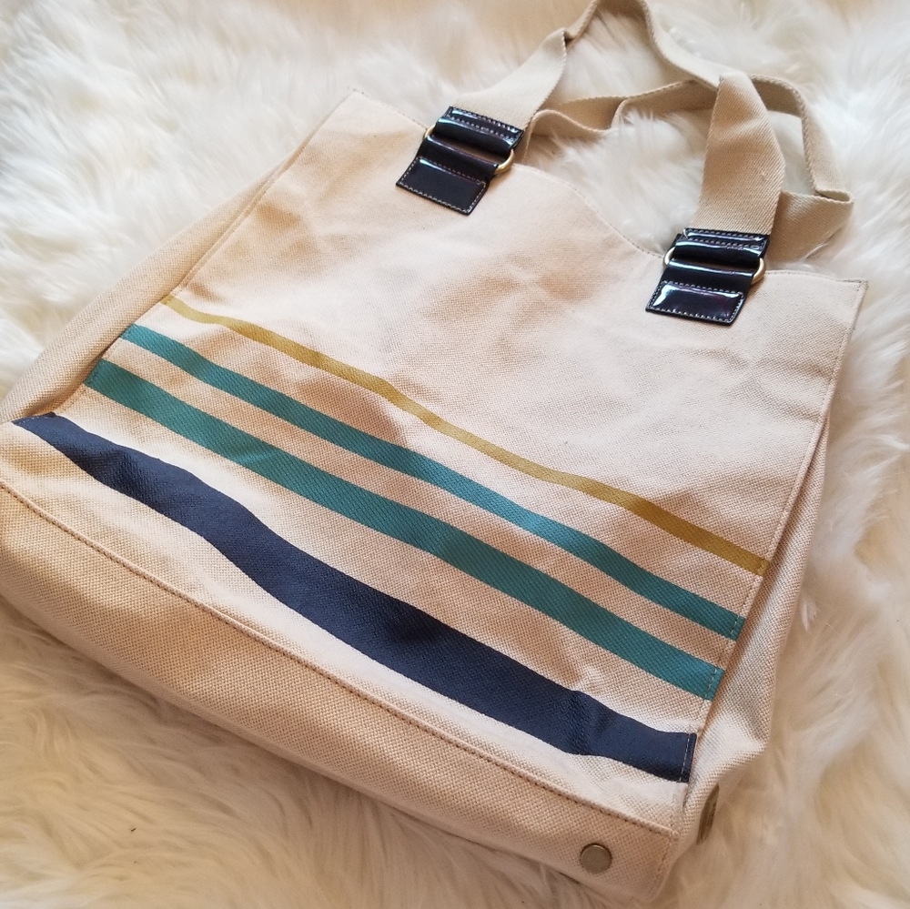 Sold out style striped Canvas tote, by Jason Wu